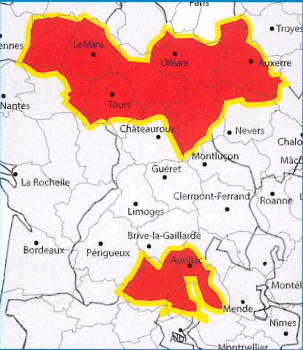 Carte de la phase 10 du changement de fréquences de la TNT
