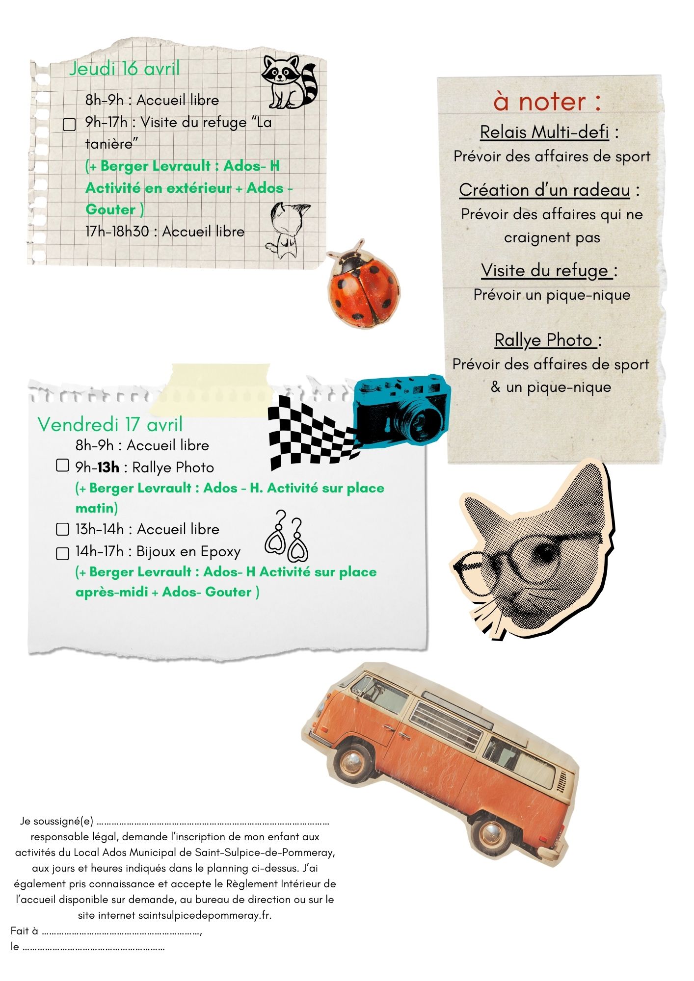 Planning de printemps Ados pt2