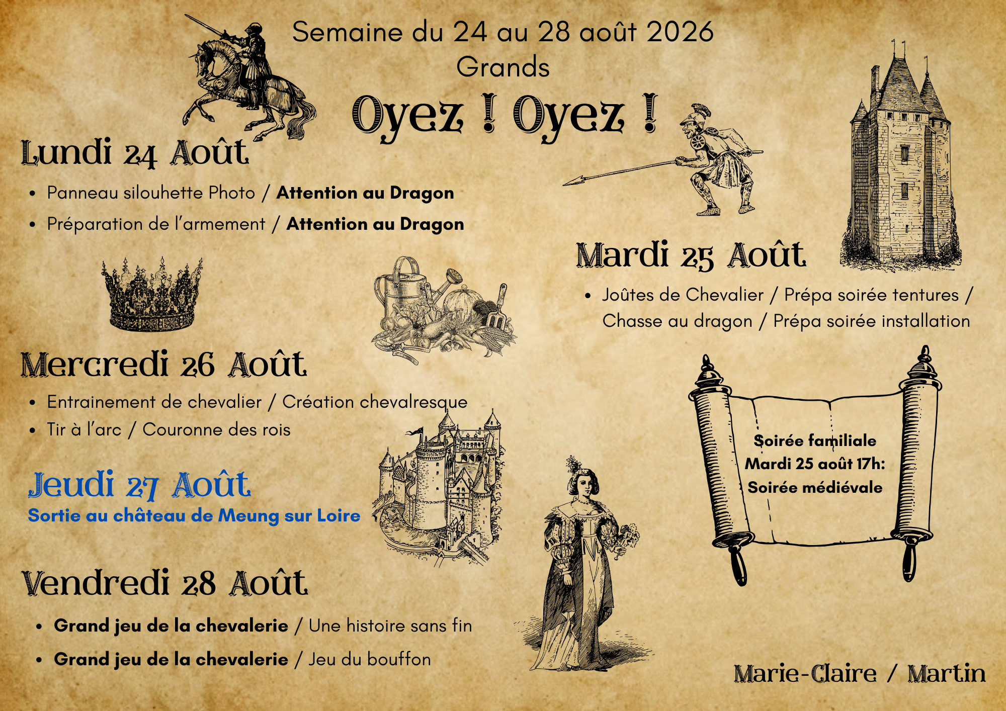 Planning d'été Grands S8