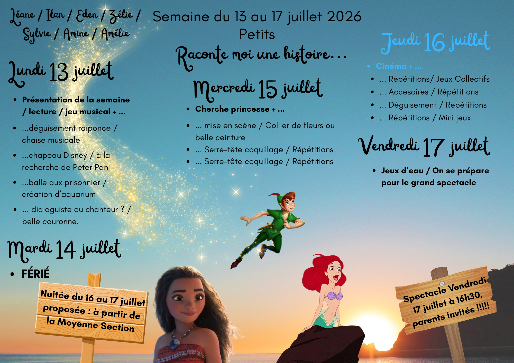 Planning d'été Petits S2